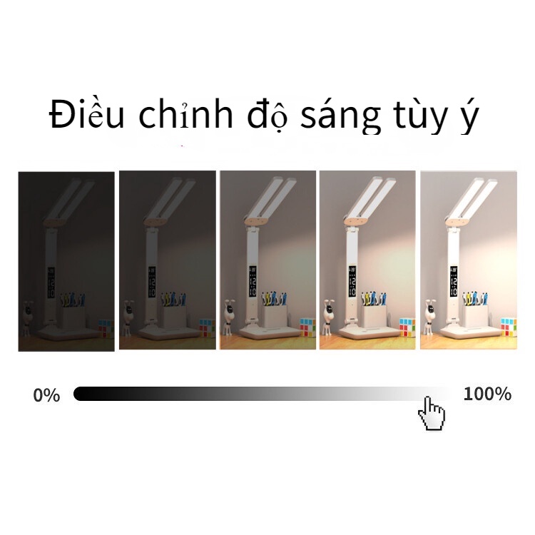 Đèn Ngủ Để Bàn 2 Đầu usb 180 Độ Tiện Dụng° Đèn Bàn 3 Màu Trong 1 Bảo Vệ Mắt Có Thể Sạc Lại