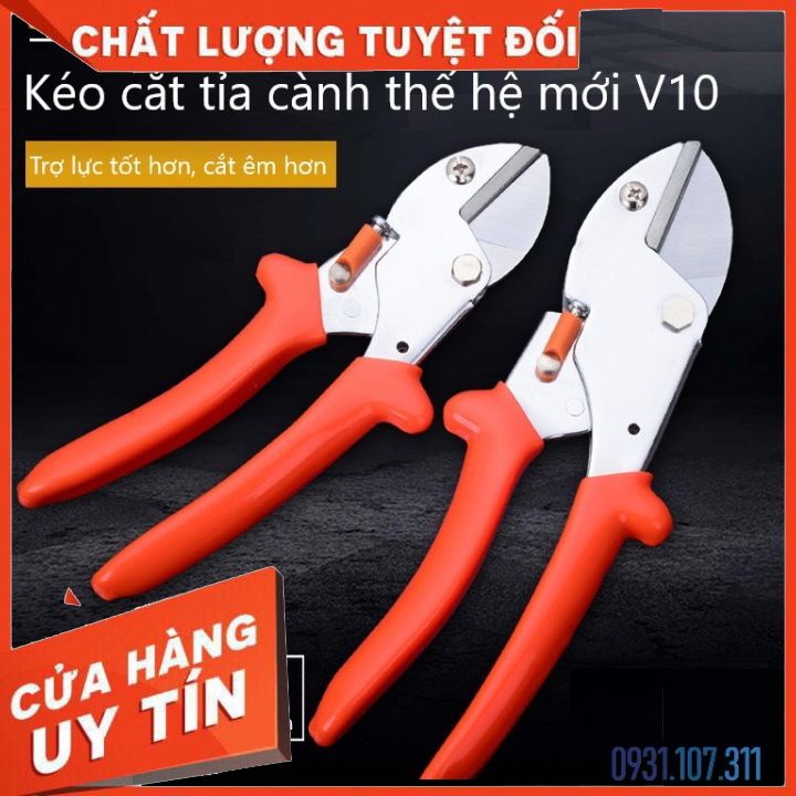 Kéo cắt cành V10 cao cấp. Kéo cắt cành loại xịn, cải tiến mới trợ lực tốt. Thiết bị làm vườn hiệu quả tiện lợi.