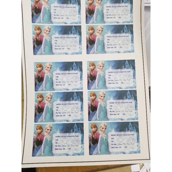 Combo 20 nhãn vở in hình bé nội dung theo yêu cầu