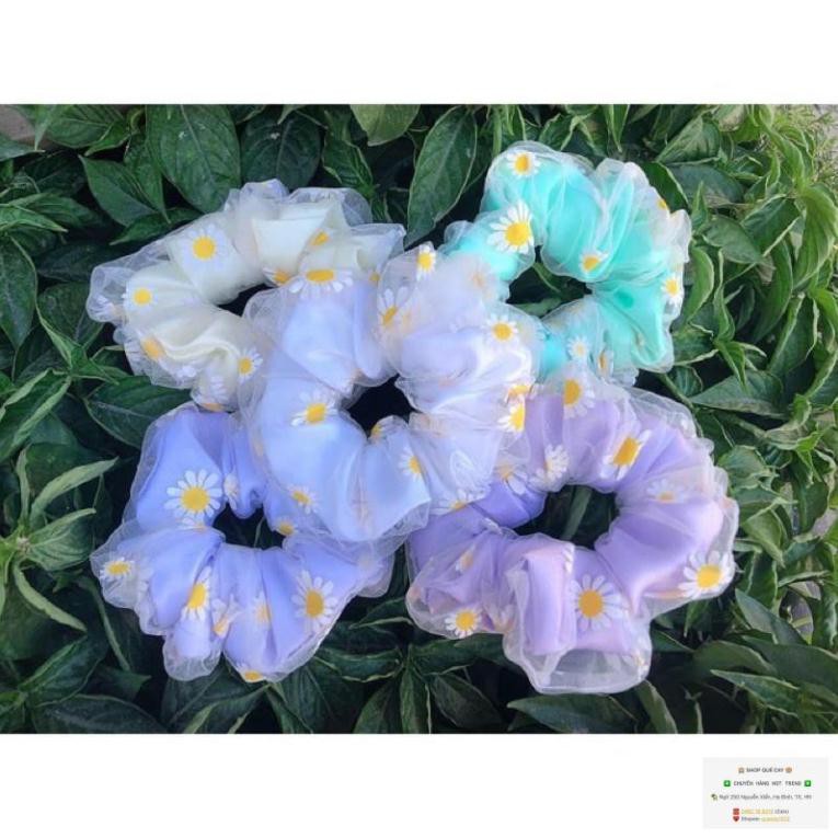 Dây Buộc Tóc SCRUNCHIES Hoa Cúc Hai Lớp