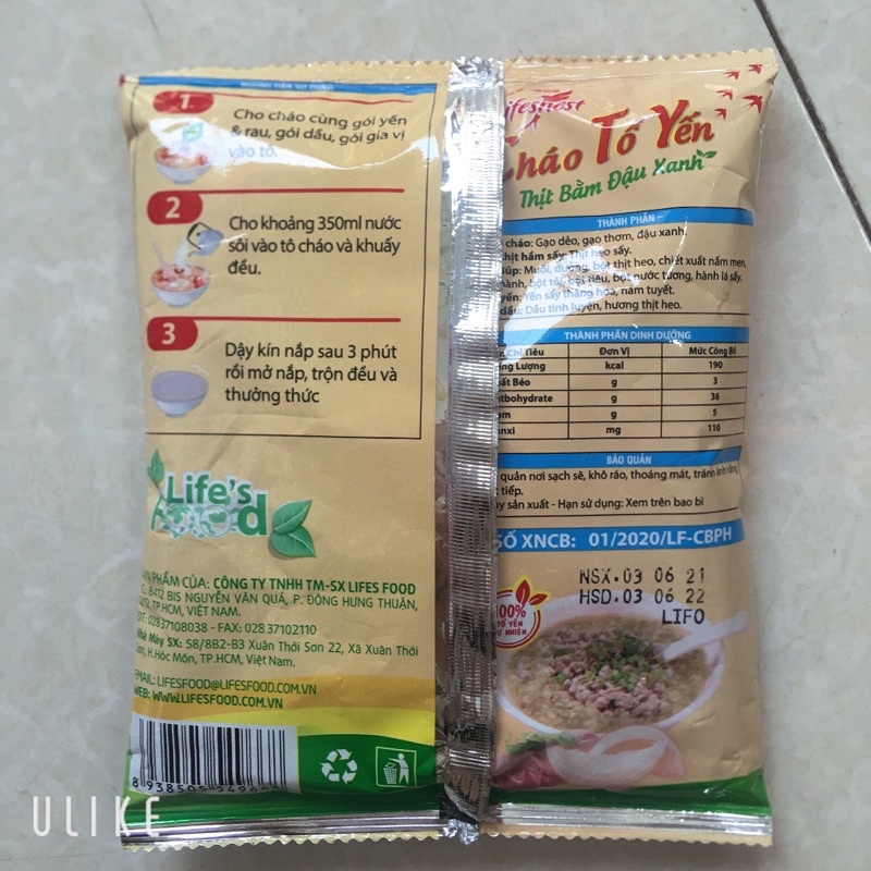 Cháo tổ yến - thịt bằm đậu xanh 50g