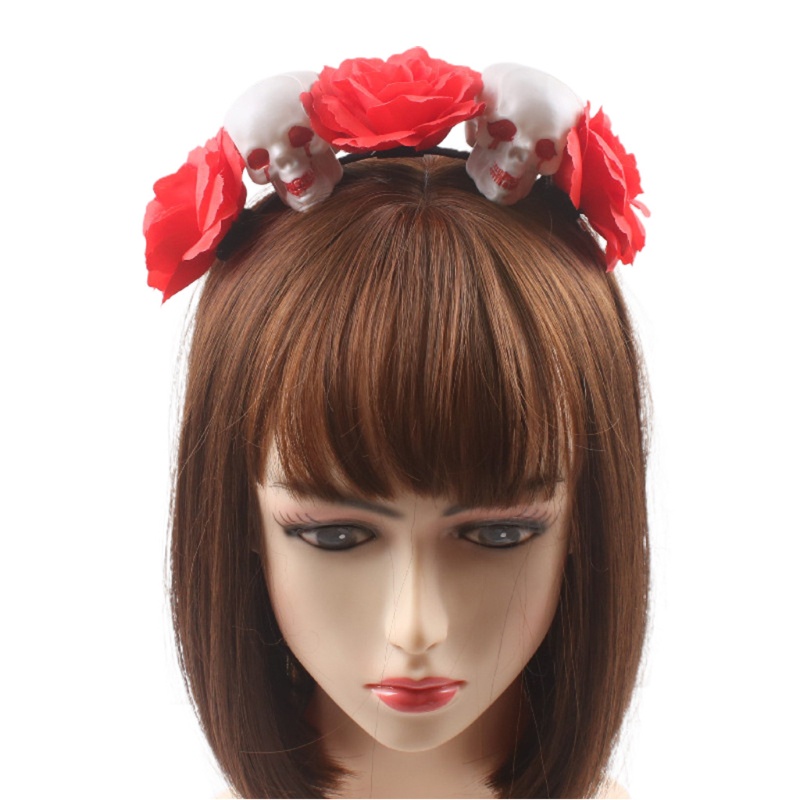 Băng Đô Hoa Hồng Và Đầu Lâu Phụ Kiện Chụp Ảnh Halloween