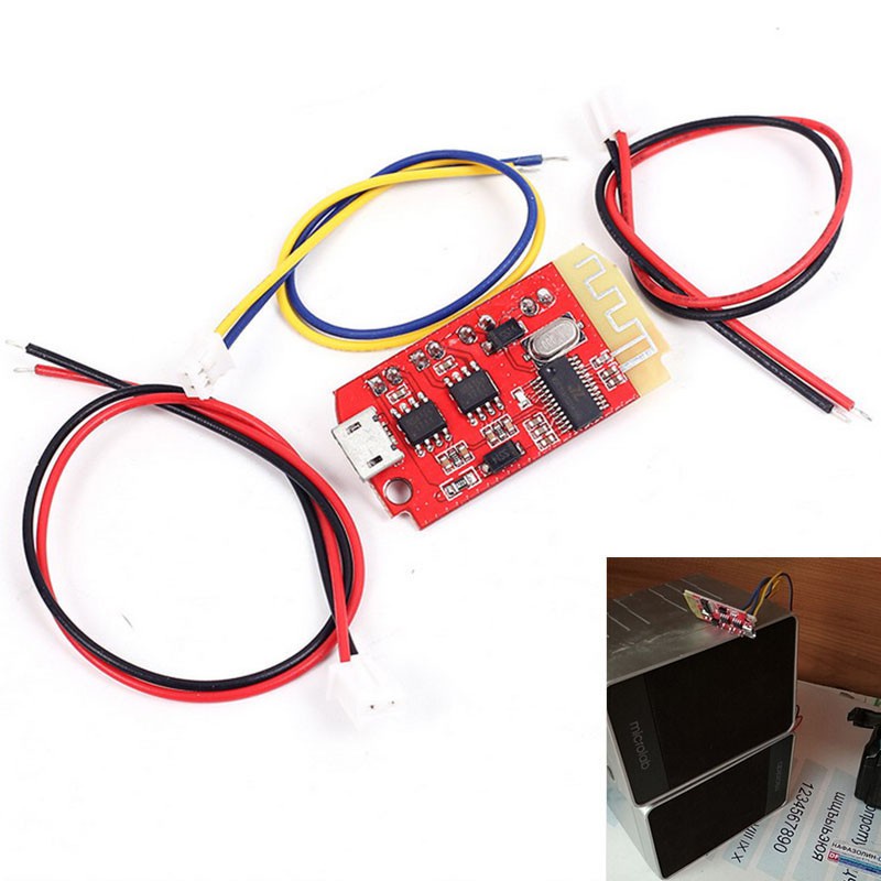 ✥Bảng mạch khuếch đại âm thanh kỹ thuật số loa kép Bluetooth DC 3.7V Micro USB 5V 5W