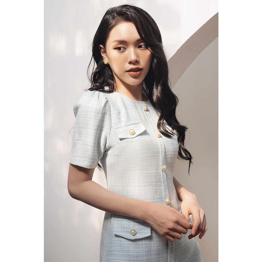 De Leah - Đầm Ôm A Tweed Nẹp Trước - Thời trang thiết kế