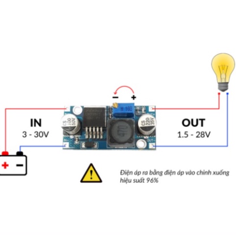 5 Mạch Chuyển Nguồn DC - DC XL2596S, Mạch Hạ áp XL2596, DC-DC Buck điện áp điều chỉnh ổn áp nguồn DC 3V3, 5V, 9V, 12V