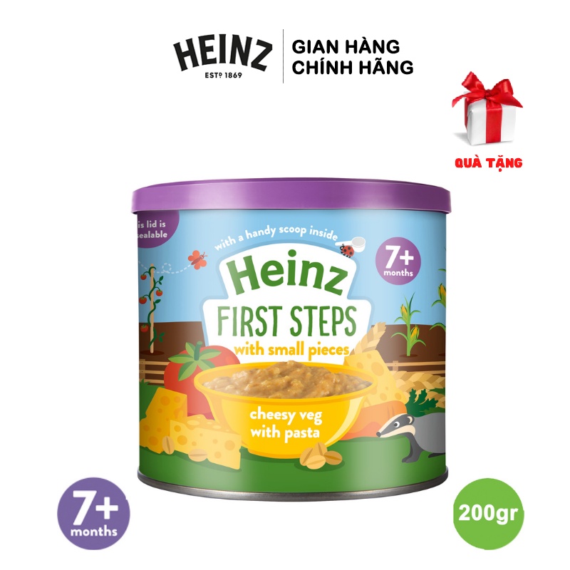 Bột Ăn Dặm Mì Ý Rau Củ Phô Mai HEINZ 200g (Date 2023) + 2 Hũ Táo Yến Mạch 170g (Date T07/22)