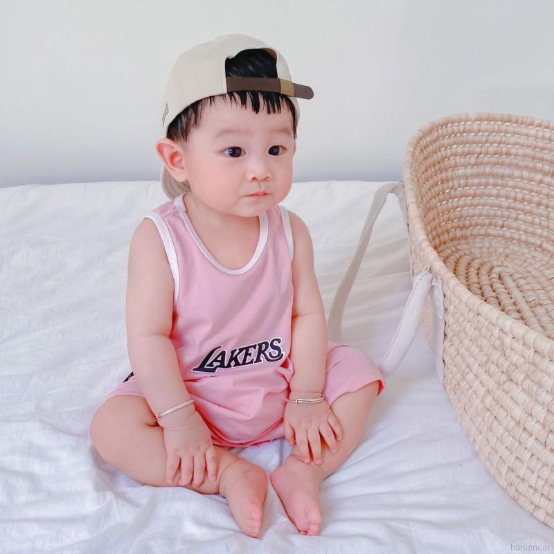 Bộ Áo Liền Quần Sát Nách Phong Cách Bóng Rổ Hàn Quốc Cho Bé