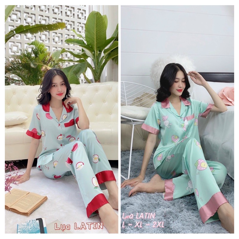 [Ảnh thật]  Đồ Bộ Pijama dài LỤA LATIN cao cấp form 50-56kg siêu mát,nhẹ mềm mịn mướt