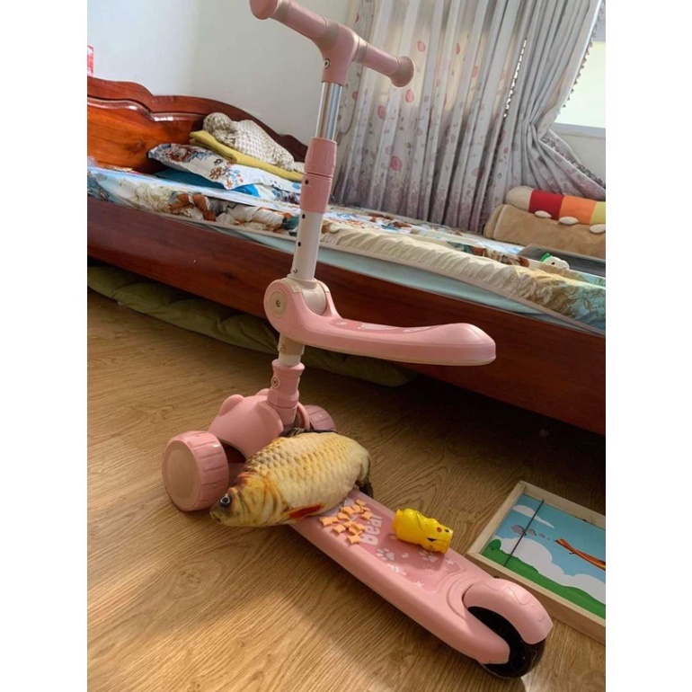 Xe trượt scooter cho bé, Xe chòi chân trẻ em cao cấp hình gấu