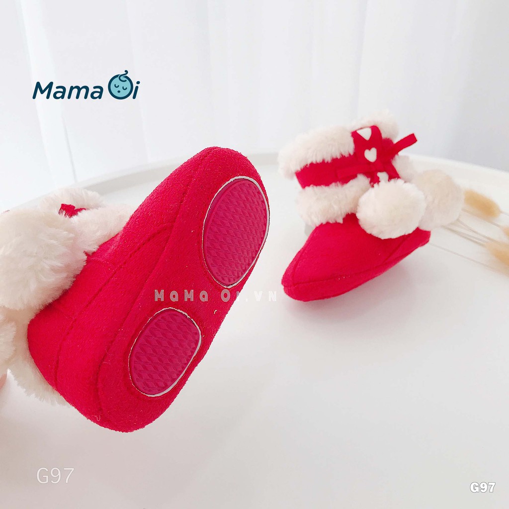 G97 Giày boot tập đi cho bé giày giữ ấm màu đỏ trái tim làm từ vải nỉ lông mềm của MaMa Ơi - Thời trang cho bé