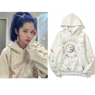 Áo hoodie nỉ lót lông hoạ tiết ulzzang