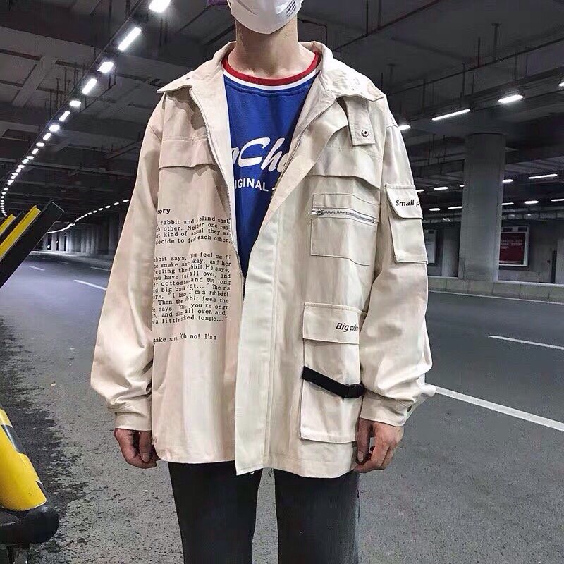 Áo Khoác Kaki Nam Túi Hộp Phối Chữ Thời Trang Hàn 2 màu | BigBuy360 - bigbuy360.vn