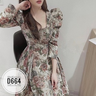 Bigsize Đầm bố hoa xoè D664
