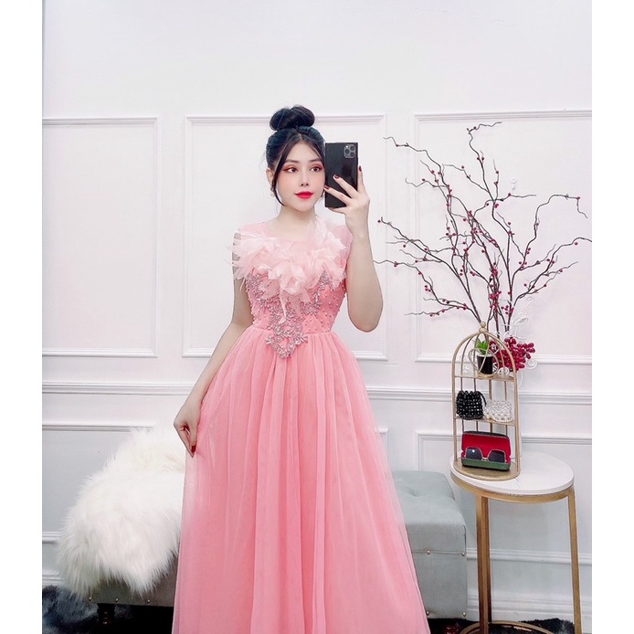 Đầm dự tiệc công chúa phối hoa nổi TRIPBLE T DRESS -size M/L (kèm ảnh/video thật) MS137Y