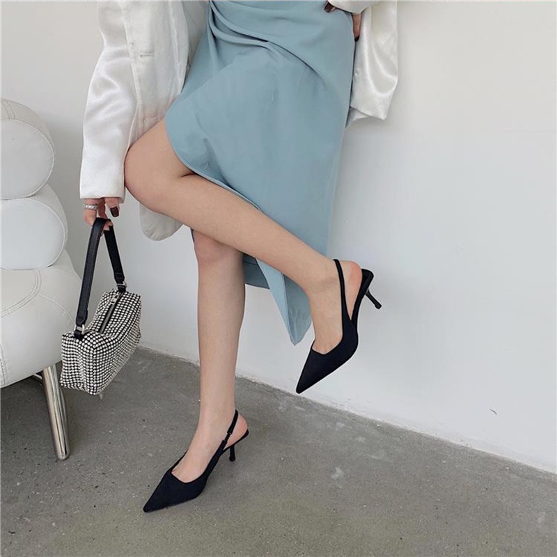 Tikp Giày nữ Giày nữ thời trang Giày cao gót nhọn hở ngón 5 màu Size 35-40