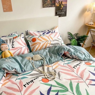 Bộ chăn ga coton poly lá cọ xanh