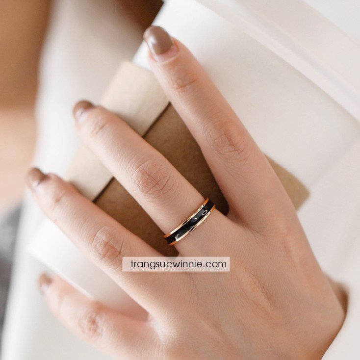 Nhẫn nữ titan black gold VH