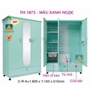 Tủ sắt quần áo lắp ráp Trung Hưng – TSLR25