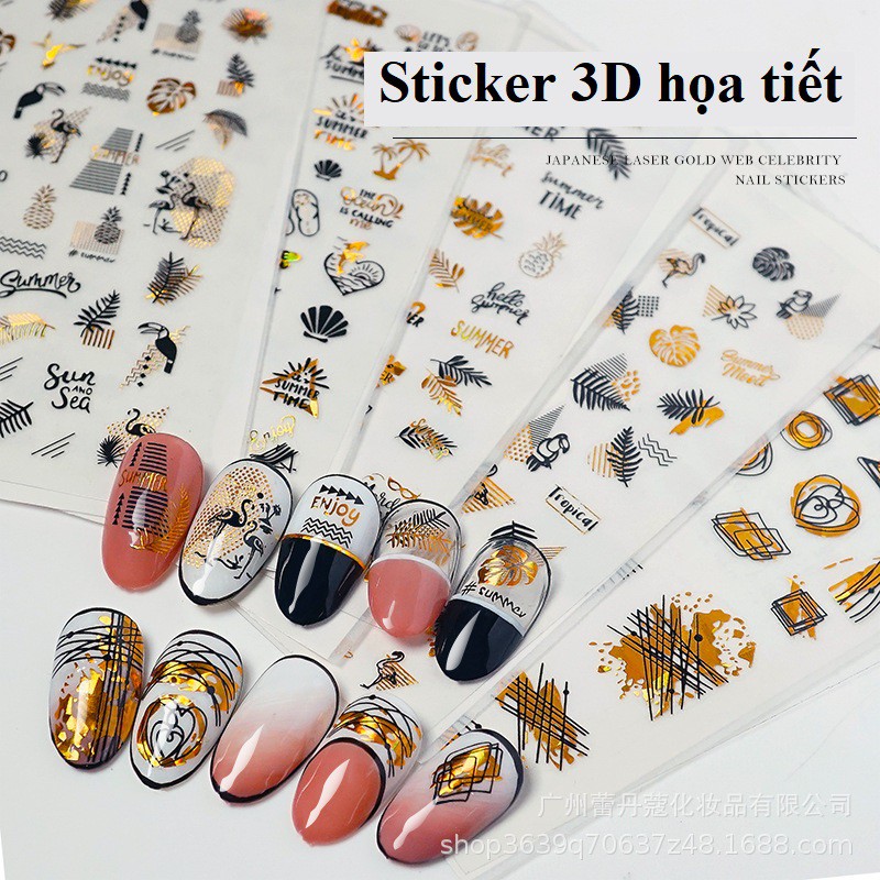 Sticker 3D họa tiết tráng gương - hình dán móng