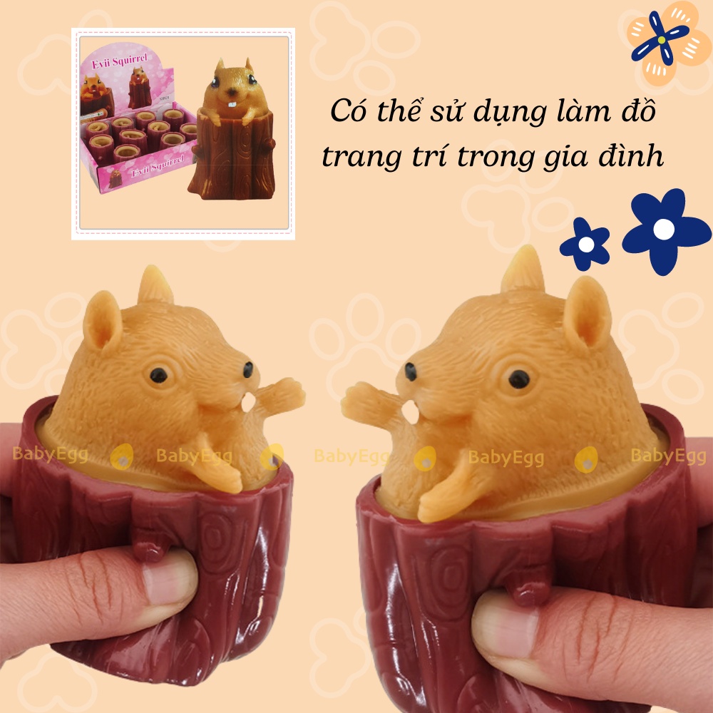 SÓC CHUỘT NÂU dẻo siêu kute Squishy hình SÓC NÂU TRỐN TRONG GỐC CÂY GUDETAMA đáng yêu