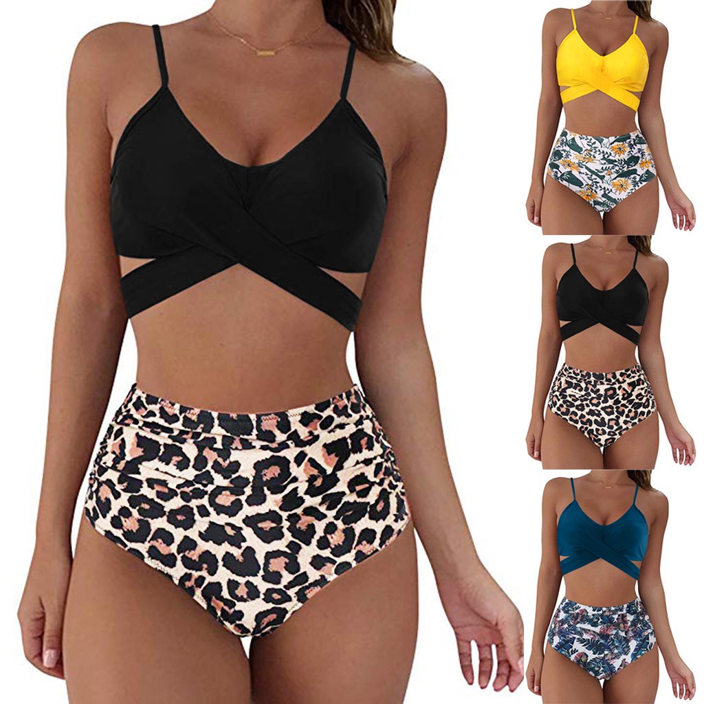 Women Leopard Print Bikini Set Push Up Bathing Swimwear High waist Swimsuit | BigBuy360 - bigbuy360.vn