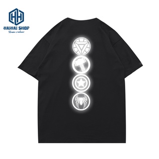 Áo Thun Phản Quang Nam Marvel 4 Logo Cotton 75 Co Giãn 4 Chiều