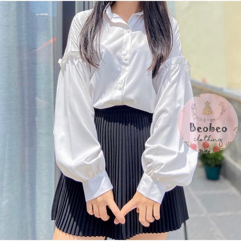 Áo sơ mi tay phồng phôm rộng PC đơn giản dễ thương | BigBuy360 - bigbuy360.vn