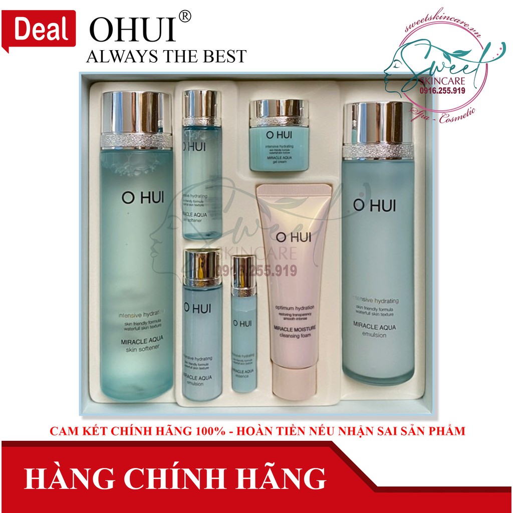 Bộ Dưỡng Dành Cho Da Dầu OHUI Miracle Aqua Special Set 7pcs Cấp Nước, Kiểm Soát Bả Nhờn, Da Dầu O Hui