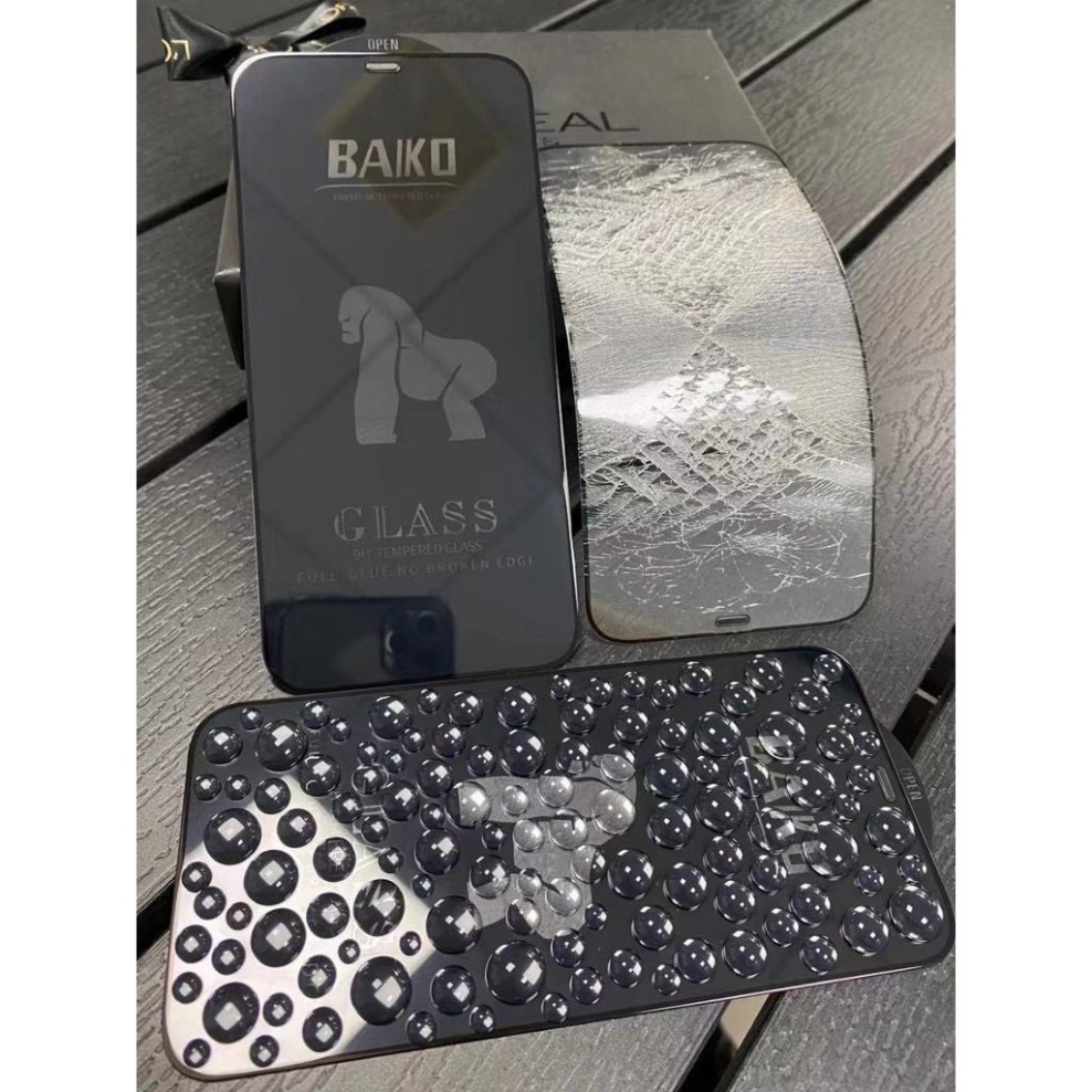 Kính Cường Lực Iphone Full Màn BAIKO và Tự Dán Blue Arrow Che Bụi