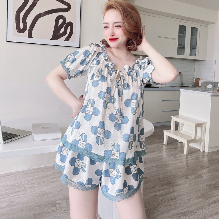 Đồ Mặc Nhà Nữ SOJUN Chất Lụa Xước TC Cổ Tròn Size 40-70Kg