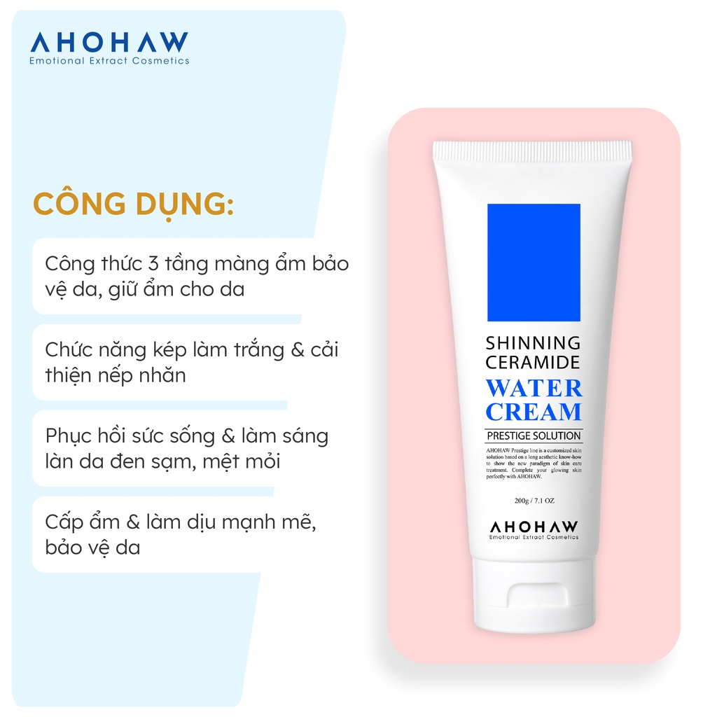 Kem Ceramide Cấp Nước Ahohaw Shining Water Cream 200g Căng Bóng Làn Da