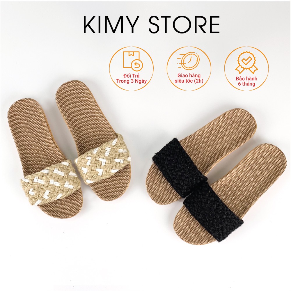 Dép cói đi biển thời trang nữ, dép cói quai ngang nhiều màu sắc - Kimy Store