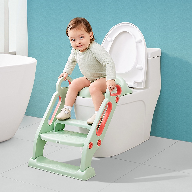 Bệ Thu Nhỏ Bồn Cầu Có Thang Và Tay Cầm Cho Bé Đi Vệ Sinh Có Đệm Da Và Chống Trượt Phù Hợp Nhiều Loại Bồn Cầu