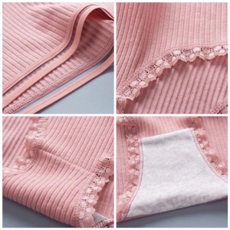 Quần lót nữ cotton tăm cạp viền ren đáy kháng khuẩn siêu đẹp