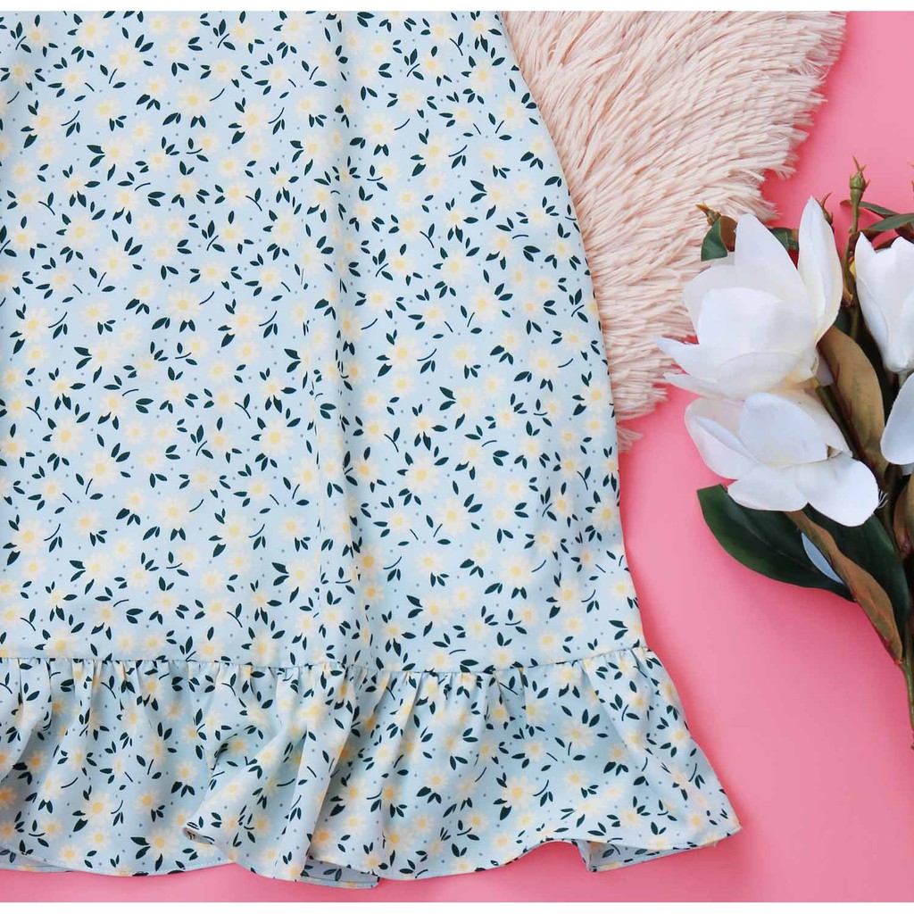 [Mã SKAMA06 giảm 8% tối đa 50K đơn 250K] Váy hoa nhí xanh mềm mát cho chân ngắn thả dáng | BigBuy360 - bigbuy360.vn