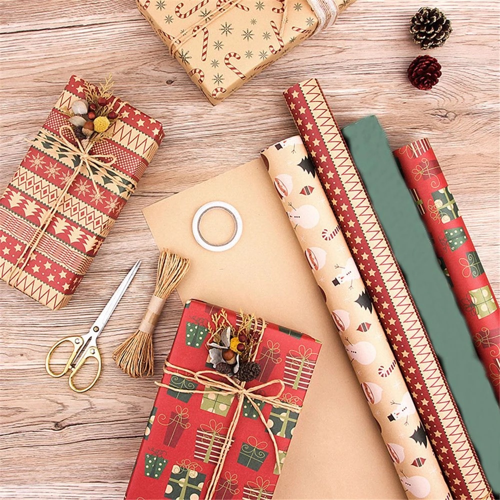 Giấy kraft gói quà thủ công 70*50cm độc đáo cho các bữa tiệc lễ Giáng Sinh/năm mới DIY