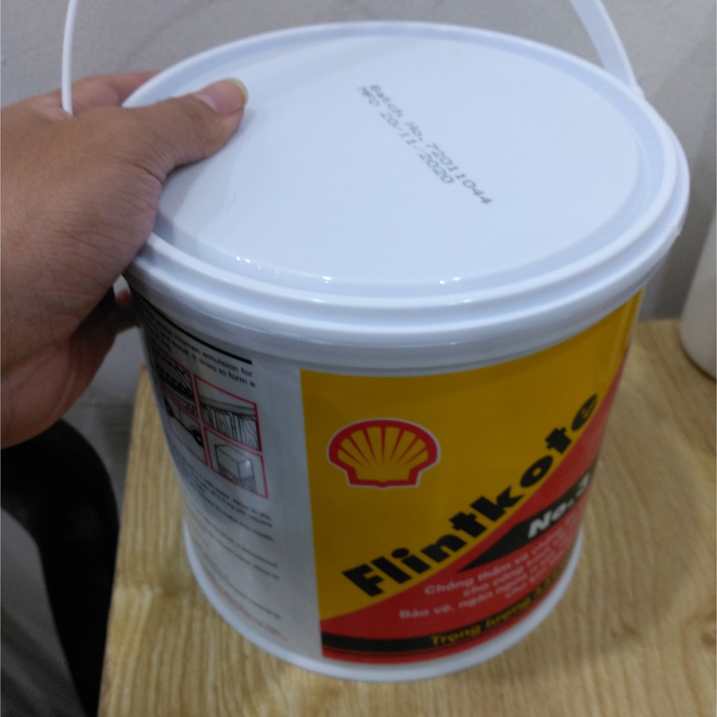 Shell Flintkote - Sơn Chống Thấm Màu Đen - Lon 3,5 Lít - Chống Thấm Bể Cá Cảnh Hồ Cá KOI, Chính Hãng Flinkote Thái Lan