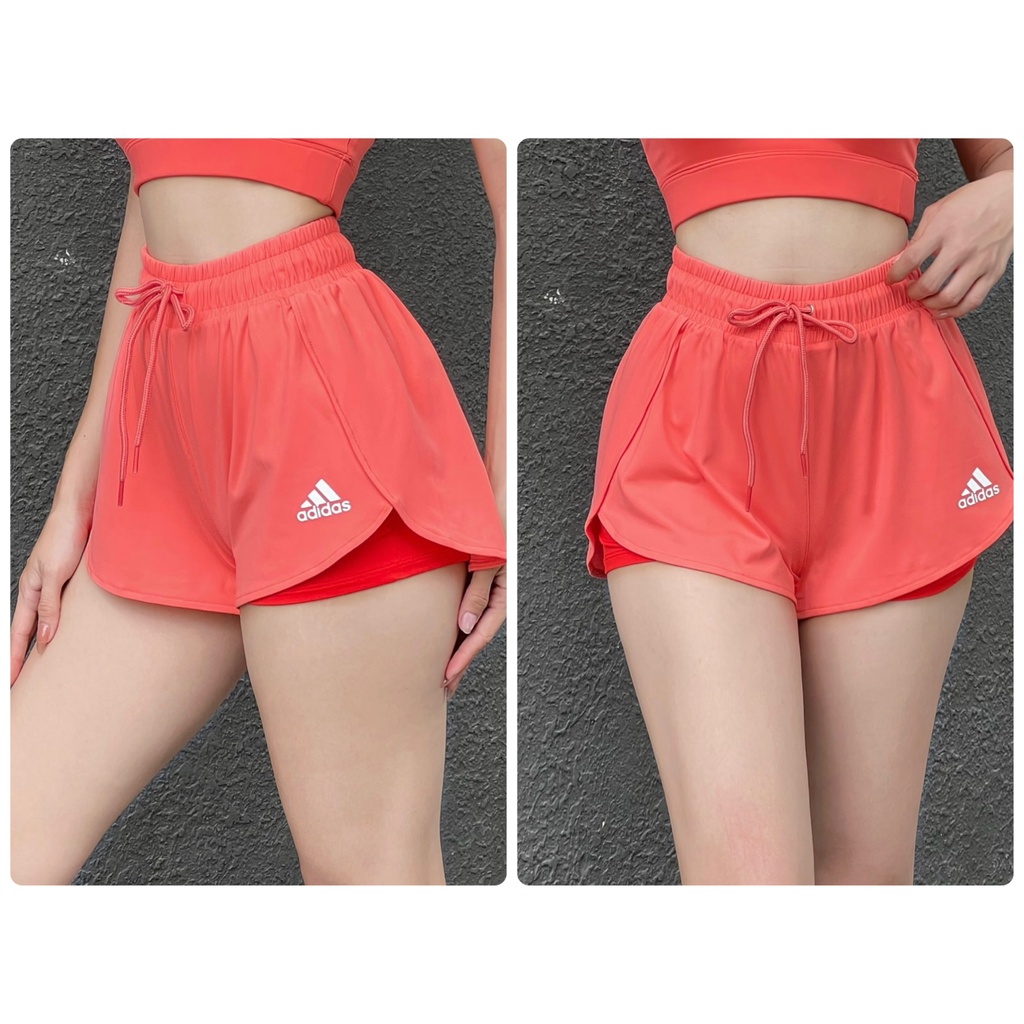 [Chất Đẹp] Quần Đùi 2 Lớp Tập Gym Nữ Adi Thun Polly