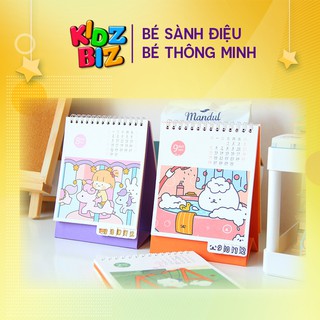 Lịch để bàn đáng yêu 2021 giấy cứng cáp có kèm mục ghi chú