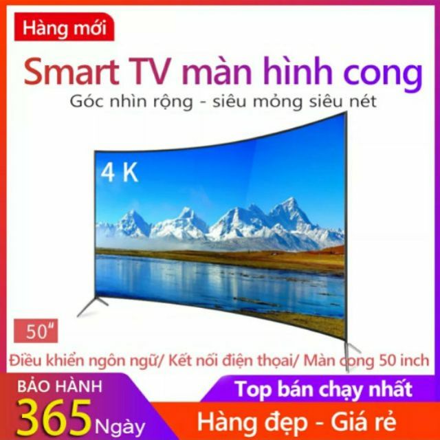 Smart TV màn hình cong thông minh 50inch sắc nét 4k kết nối wifi + máy hút bụi quét nhà tự động robot 3in1