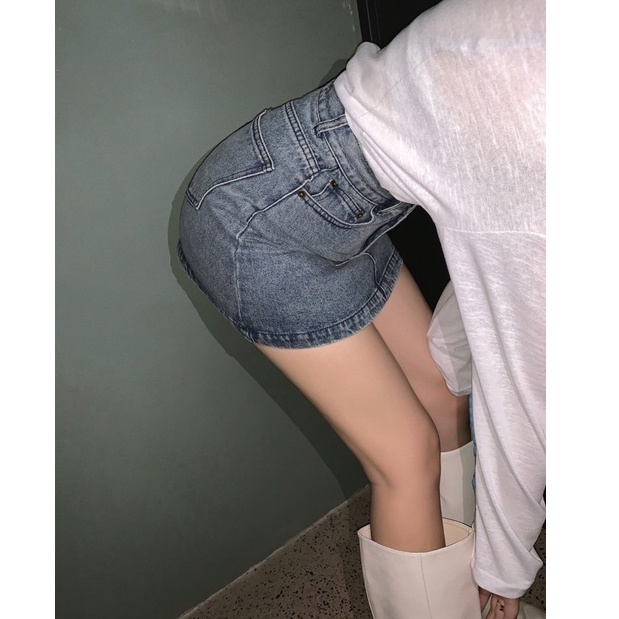 Chân váy jean Dáng Chữ A Lưng Cao Thiết Kế Mỏng Năng Động Thời Trang