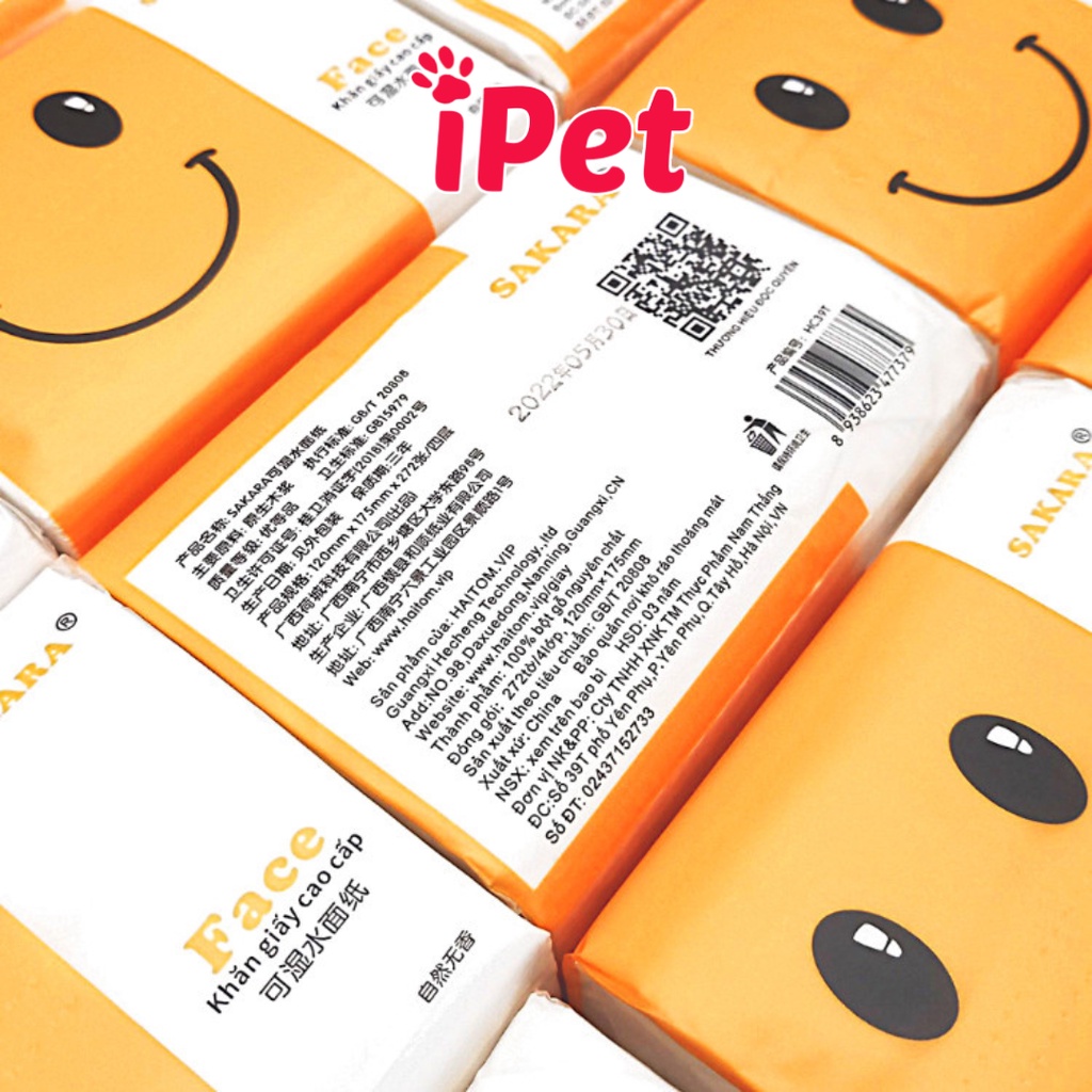 1 Bịch Khăn Giấy Ăn Gấu Trúc SAKARA Mặt Cười Mềm Dai Mịn Không Bụi 4 Lớp - iPet Shop