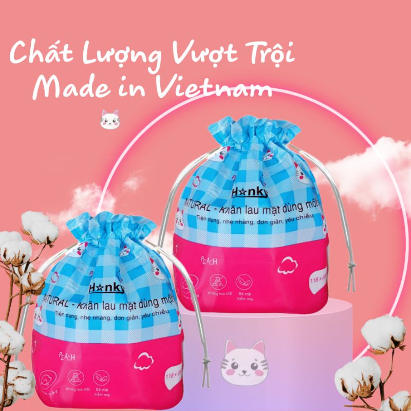 Khăn lau mặt dùng 1 lần hanky  tiện dụng dạng cuộn,dạng rút , lau khô lau ướt tiện dụng,thích hợp dùng cho mọi loại da.