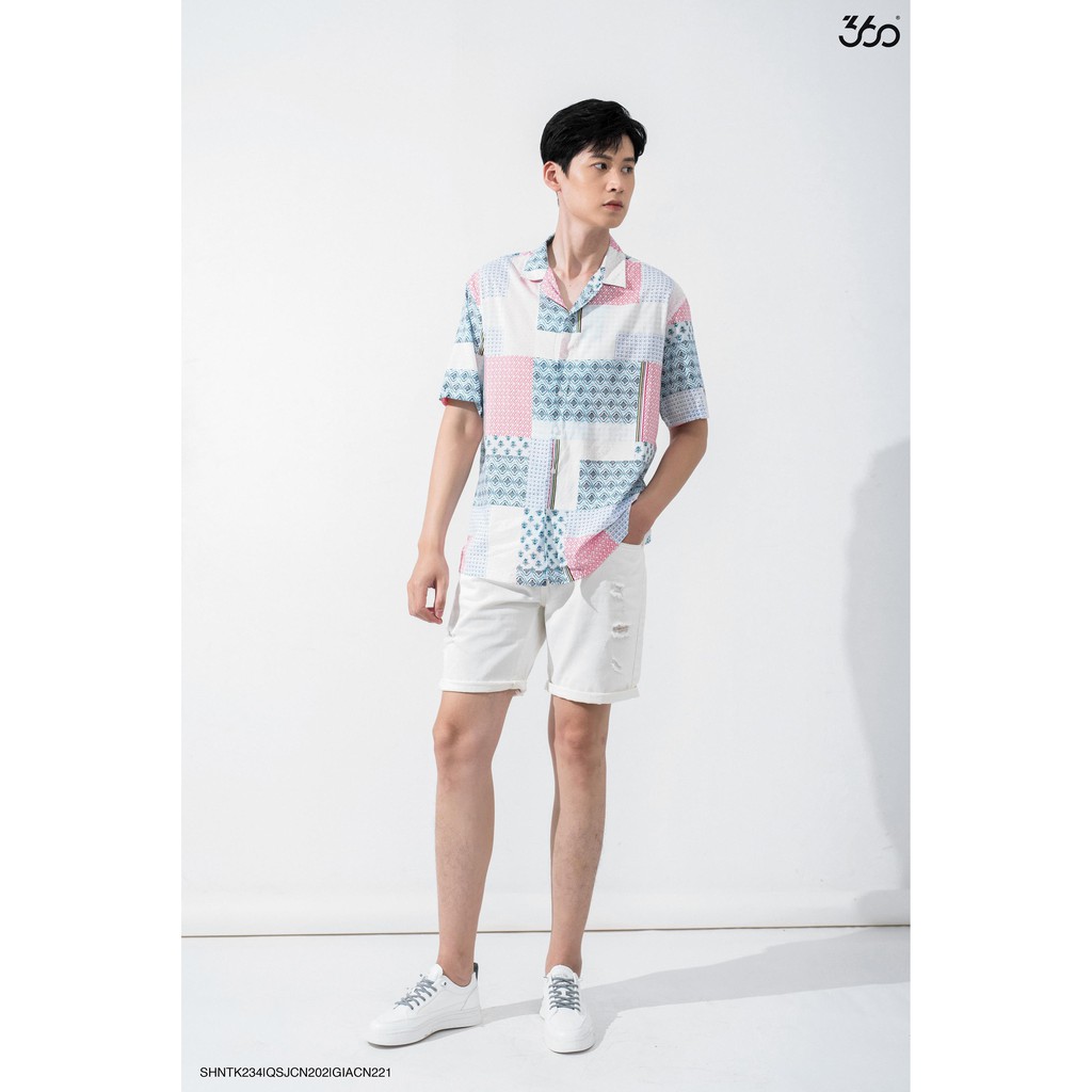 Áo sơ mi cổ đức nam 360 BOUTIQUE ngắn tay họa tiết - SHNTK234