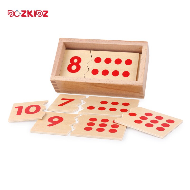 Đồ chơi giáo dục - Bộ ghép số học số và học đếm Montessori bằng gỗ - DOZKIDZ