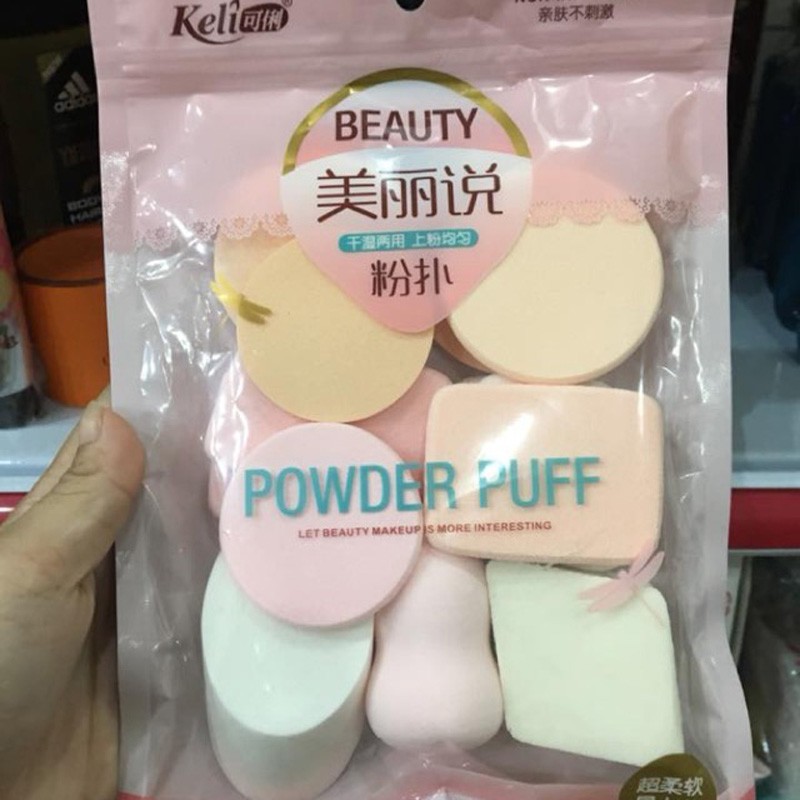 Bộ 13 bông mút trang điểm Keli siêu rẻ siêu tiết kiệm tiện dụng | BigBuy360 - bigbuy360.vn