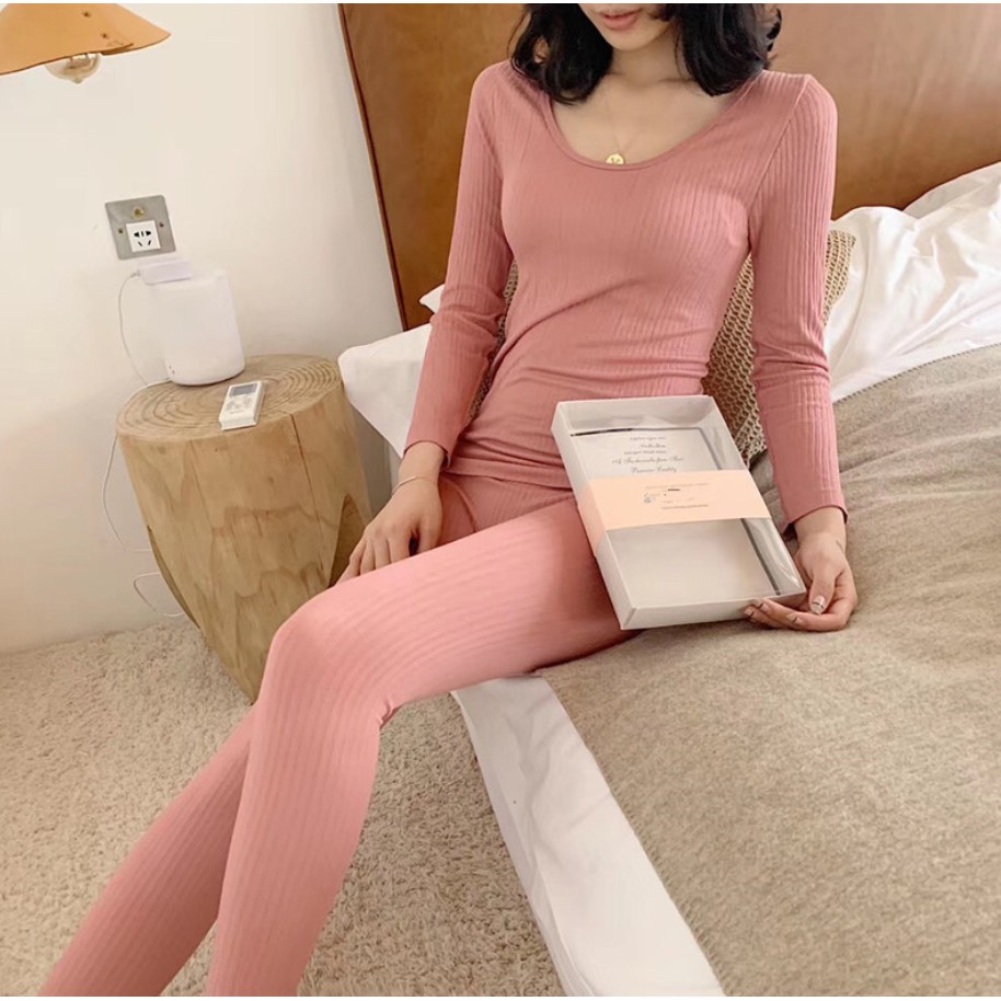 Bộ mặc nhà len tăm giữ nhiệt HENNY ROE thời trang, hot nhất thu đông 2022