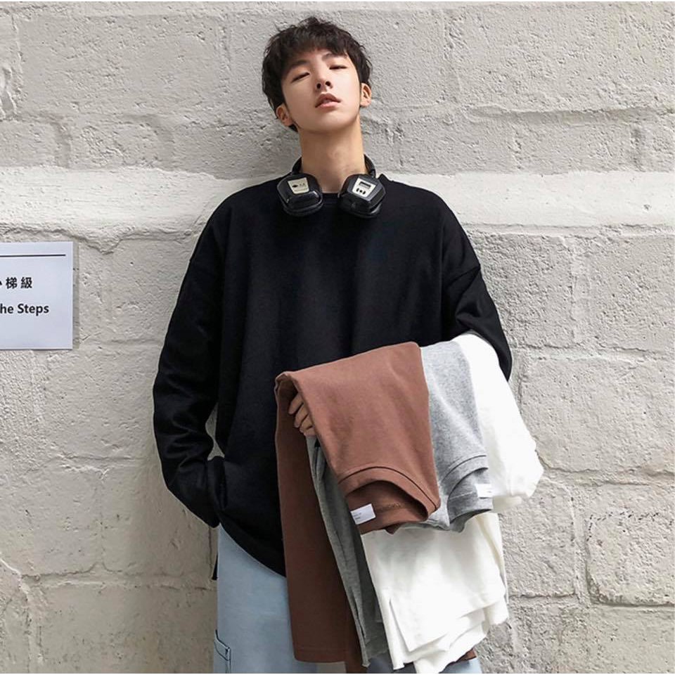 Áo phông/thun dài tay nam TRẮNG ĐEN TRƠN form rộng unisex nam nữ đẹp cặp đôi oversize ulzzang Hàn Quốc 2020 | Valu Store