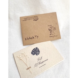 Thiệp giấy kraft vintage đóng dấu tên riêng