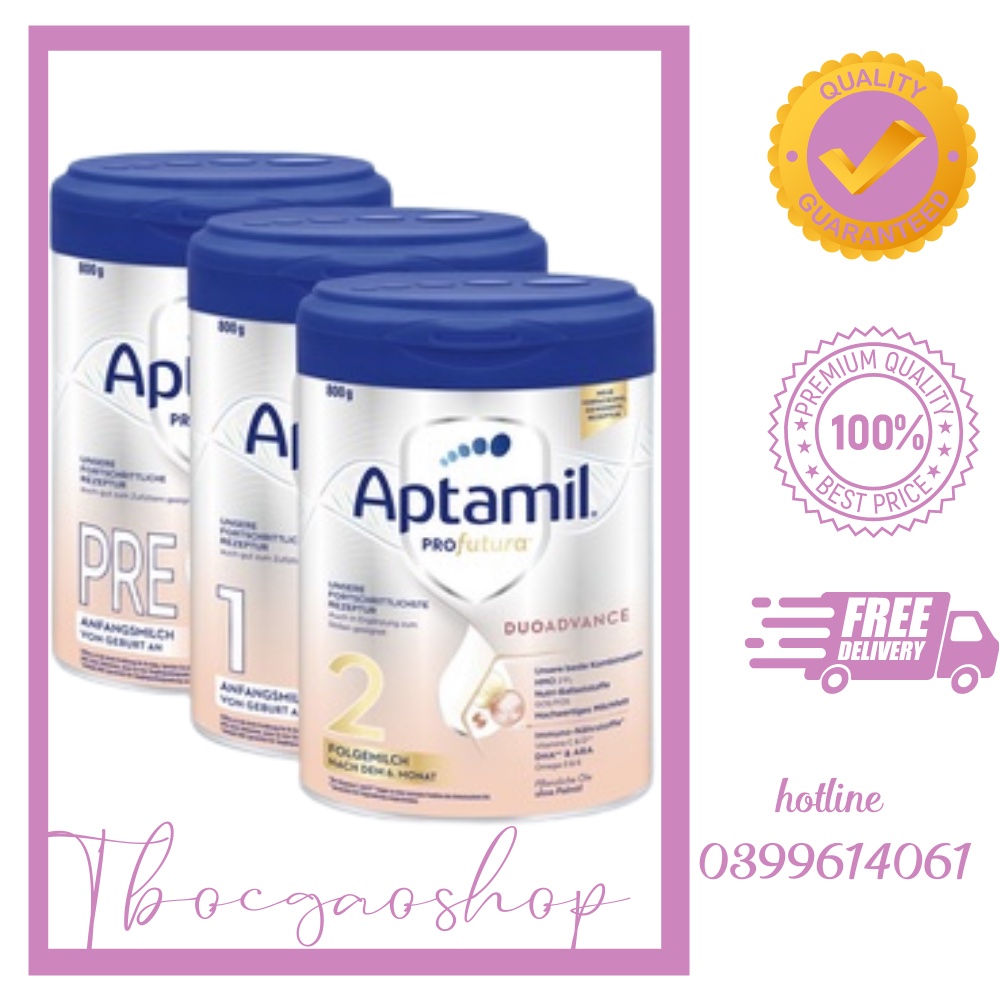Sữa bột Aptamil bạc Đức 800gr đủ số pre, số 1, số 2 (ap pro đức)